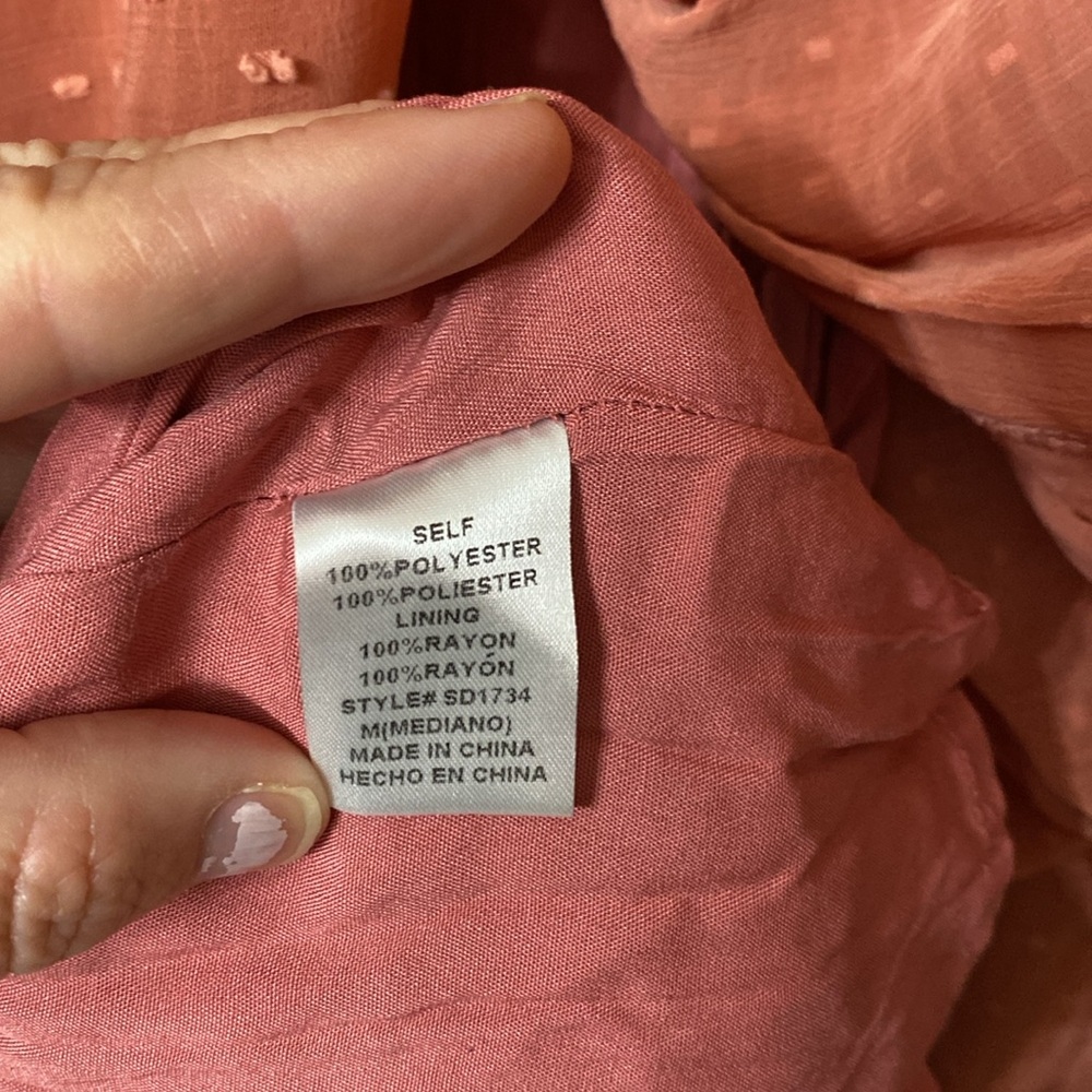 GeeGee Dress - SZ Medium - Terracotta color dress w/lining, swiss dot fabric - Picture 6 of 11